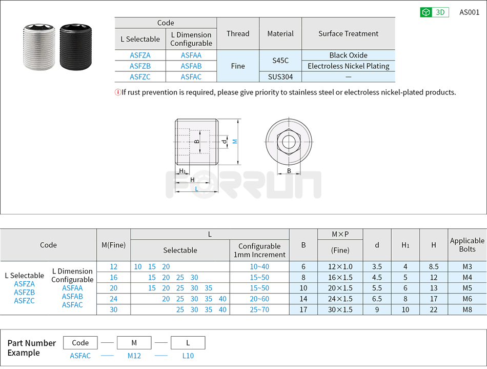 Leveling Screws – Hex Socket Drawing/Specifications