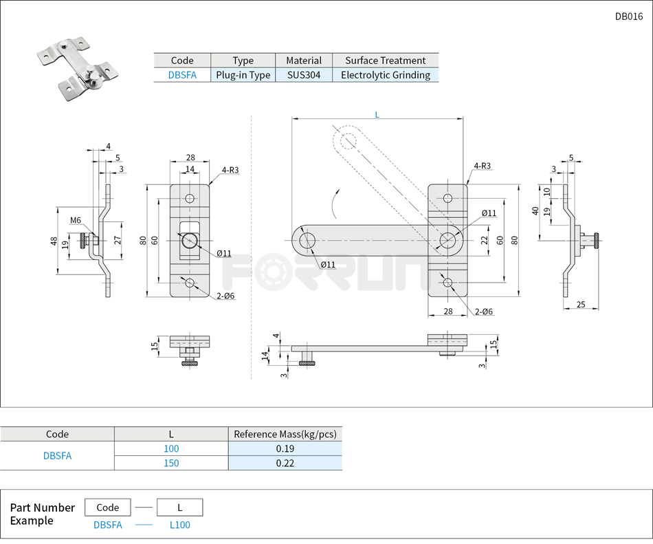 Bar Latches - for Large Doors, SUS304 Drawing/Specifications