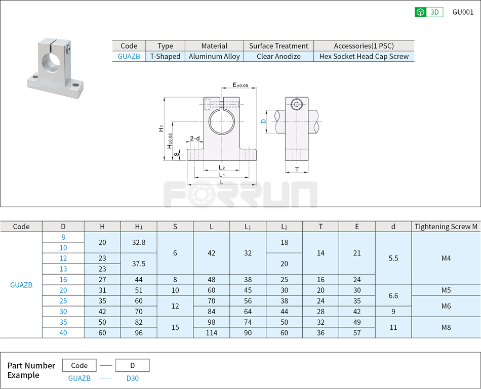 Shaft Supports - T-Shaped, Slit, Precision Cast Drawing/Specifications