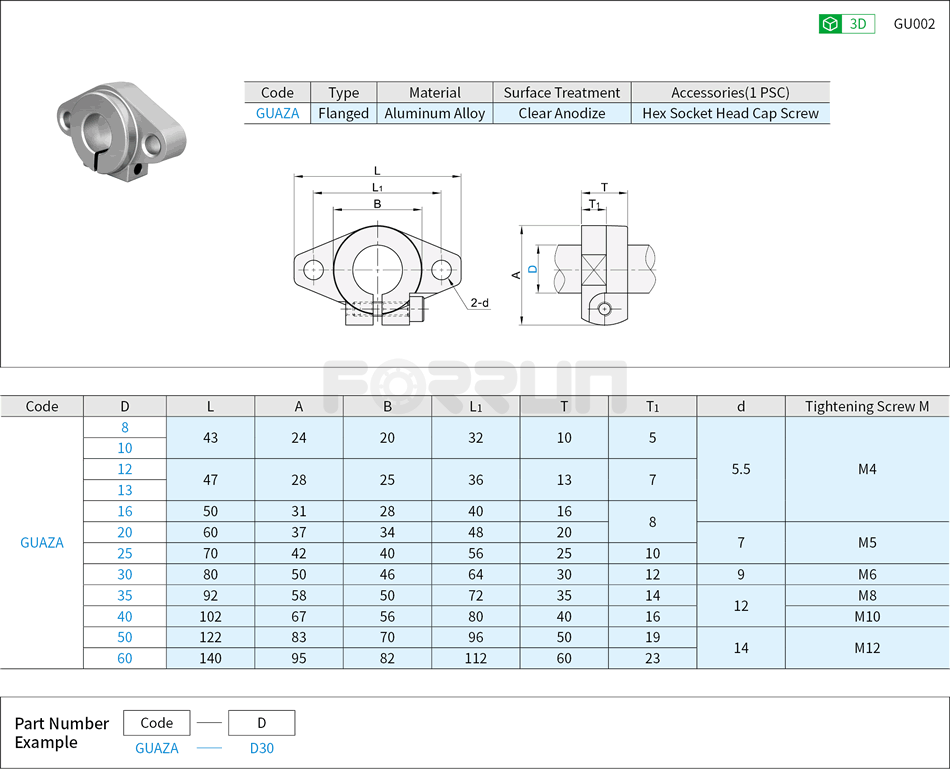 Shaft Supports - Flanged, Slit, Precision Cast Drawing/Specifications