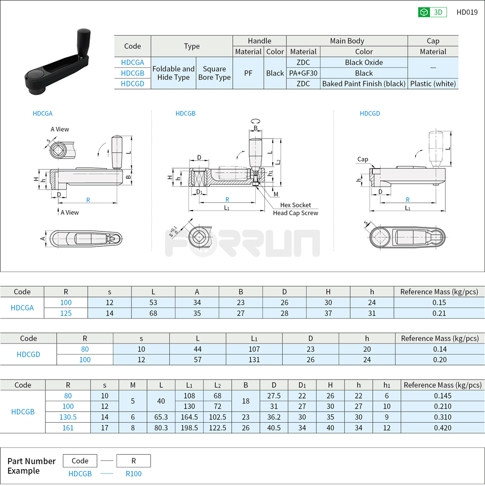 Crank Handles - Foldable and Hide Drawing/Specifications
