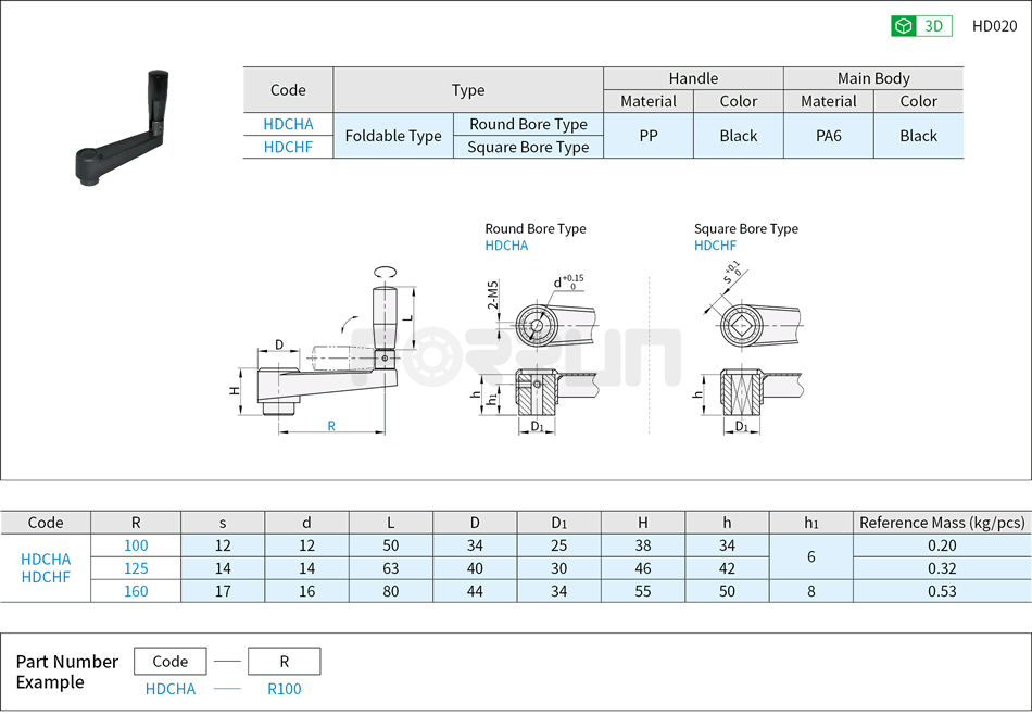 Crank Handles - Foldable Drawing/Specifications