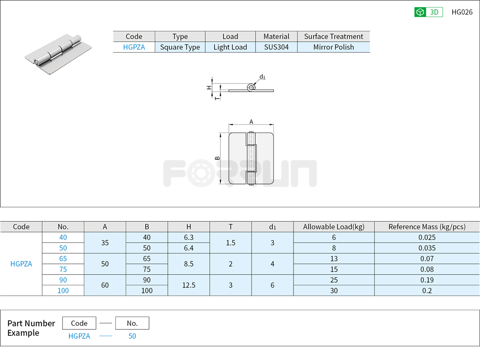 Welded Hinges - Stainless Steel Drawing/Specifications