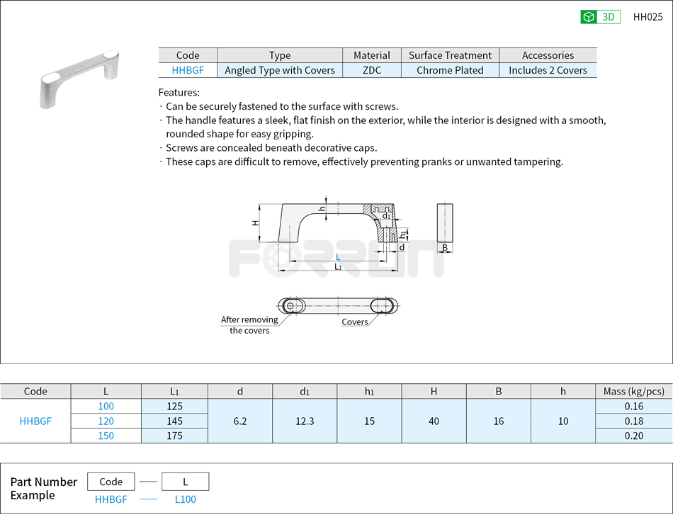 Handles with Cap - Externally Mounting Type  Drawing/Specifications