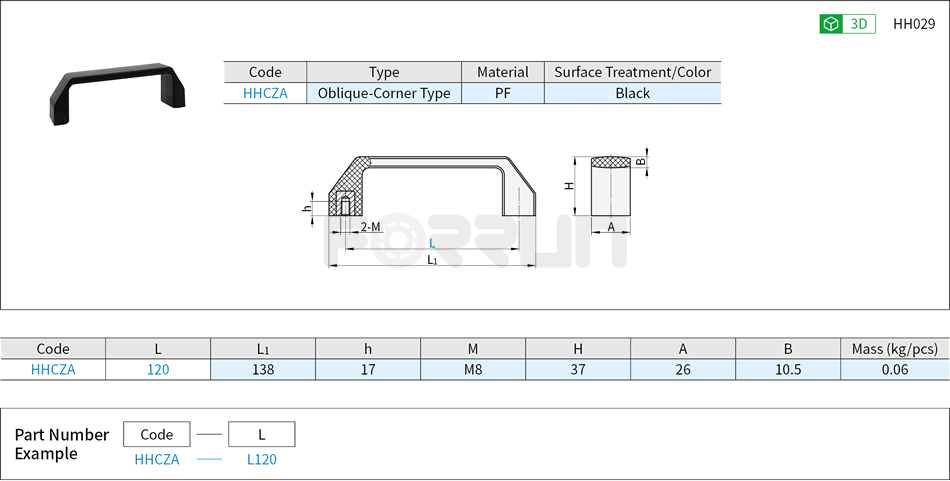 Resin Handles - Internally Mounting Type Drawing/Specifications