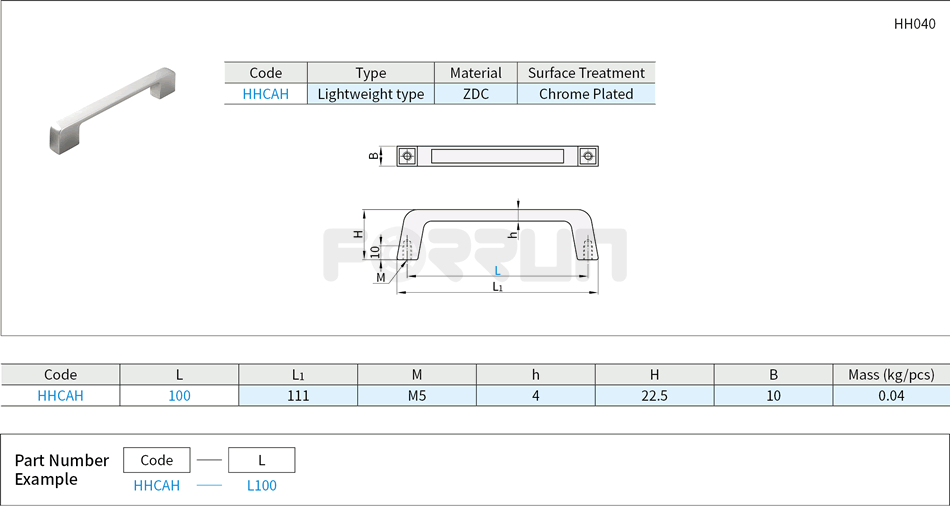 Cast Square Bar Handles - Internally Mounting Type Drawing/Specifications