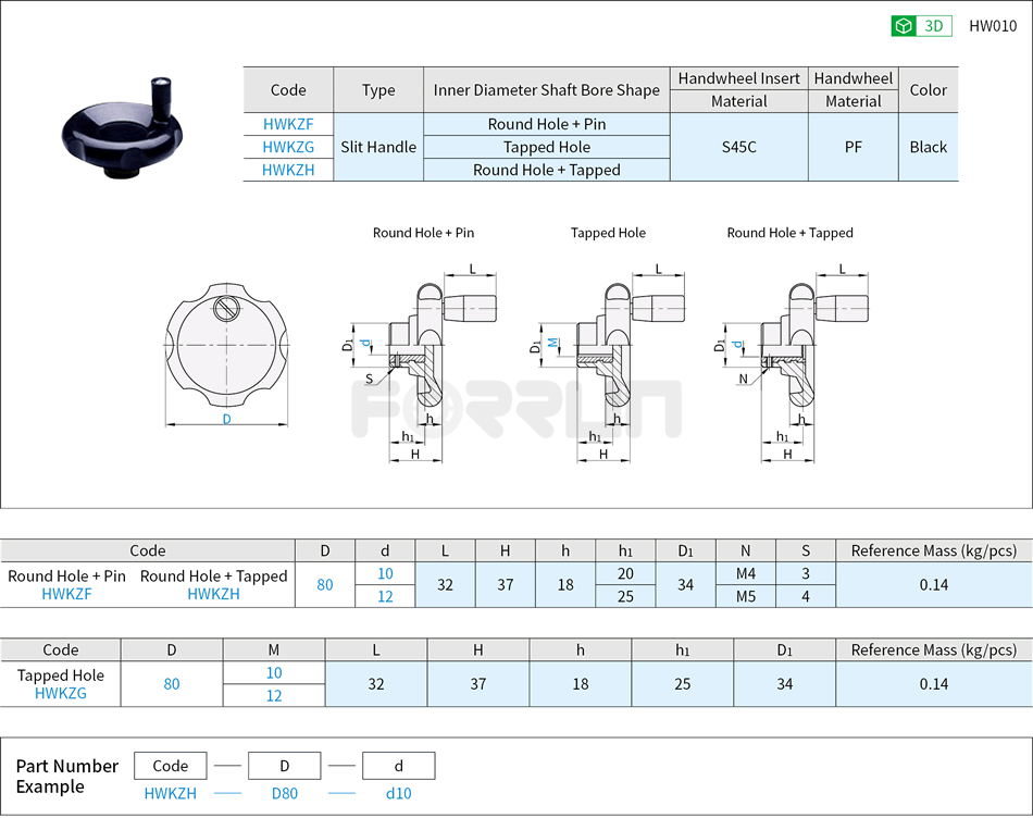 Plastic Handwheels - Wave Shaped, With Slit Handle Drawing/Specifications