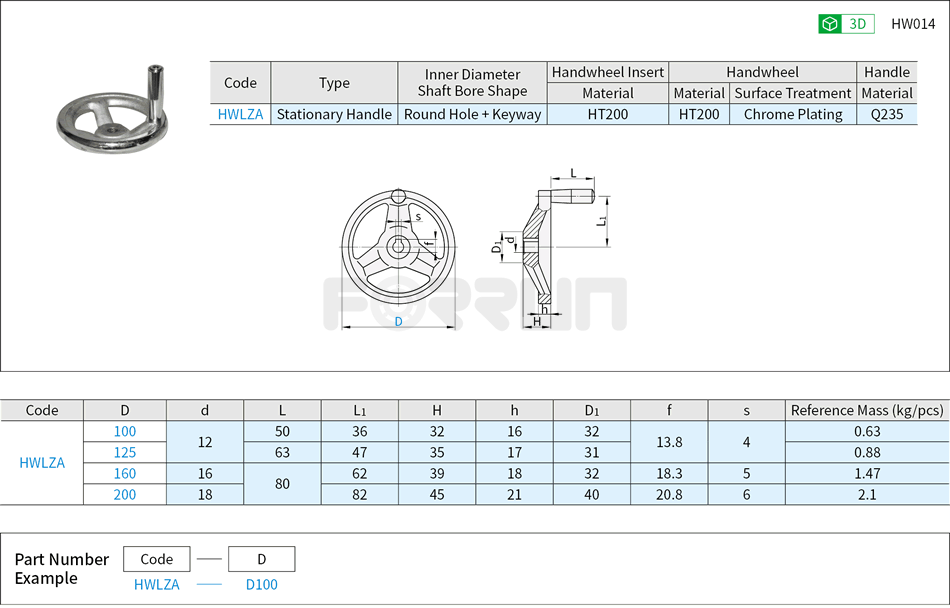 Cast Iron Handwheels - With Handle Drawing/Specifications