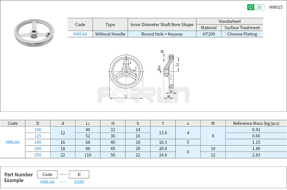 Cast Iron Handwheels - Without Handle Drawing/Specifications