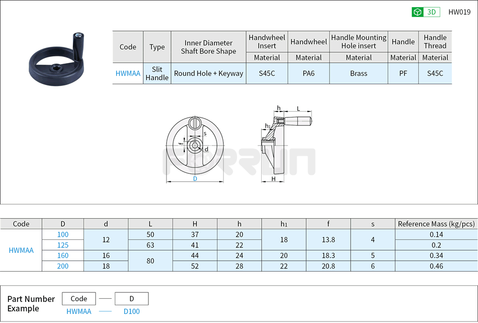 Plastic Two-Spoked Handwheels - With Handle Drawing/Specifications