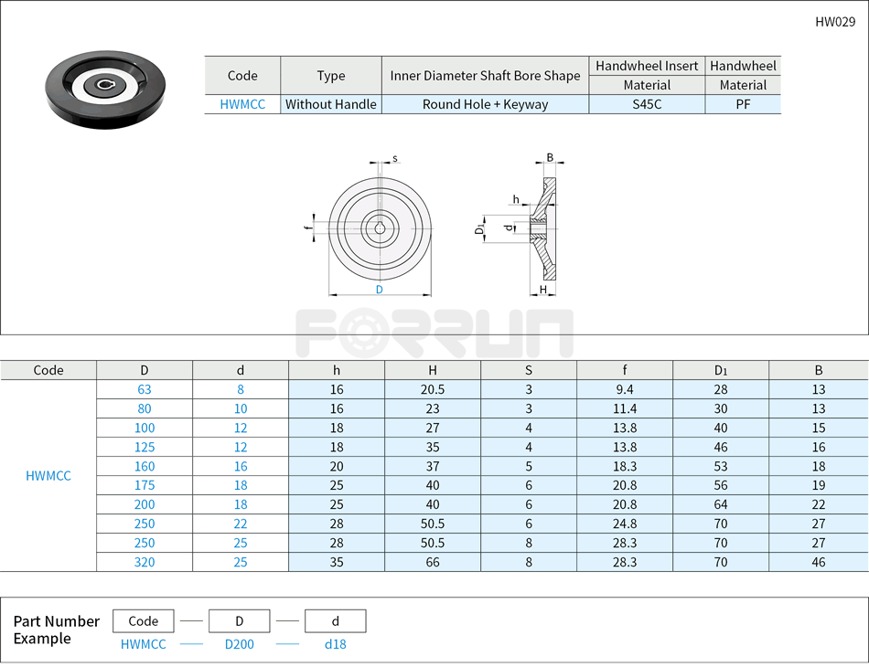 Solid Disk Handwheels - Without Handle Drawing/Specifications