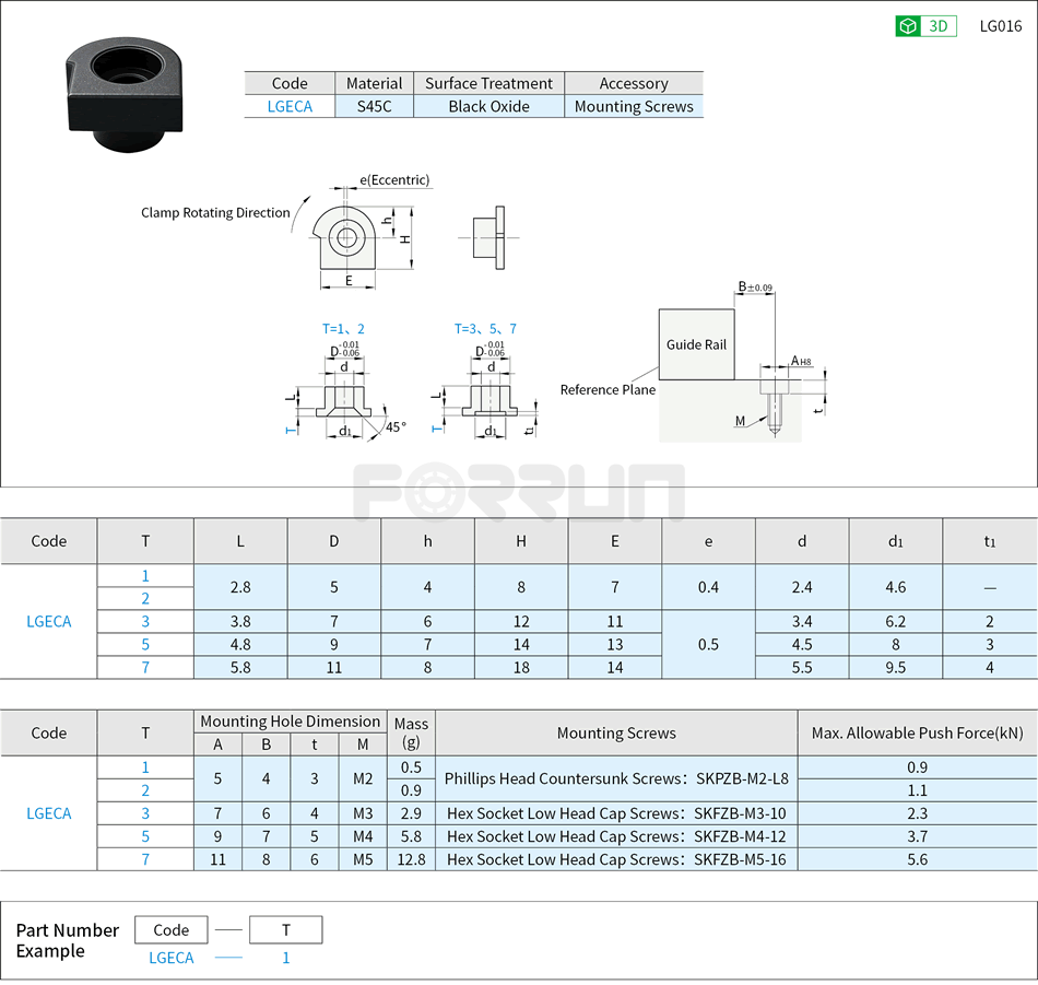 Simplified Linear Guide Locks Drawing/Specifications
