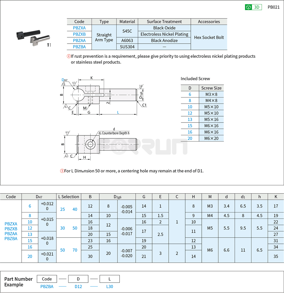 Single Hole Strut Clamps - Straight Arm Type Drawing/Specifications