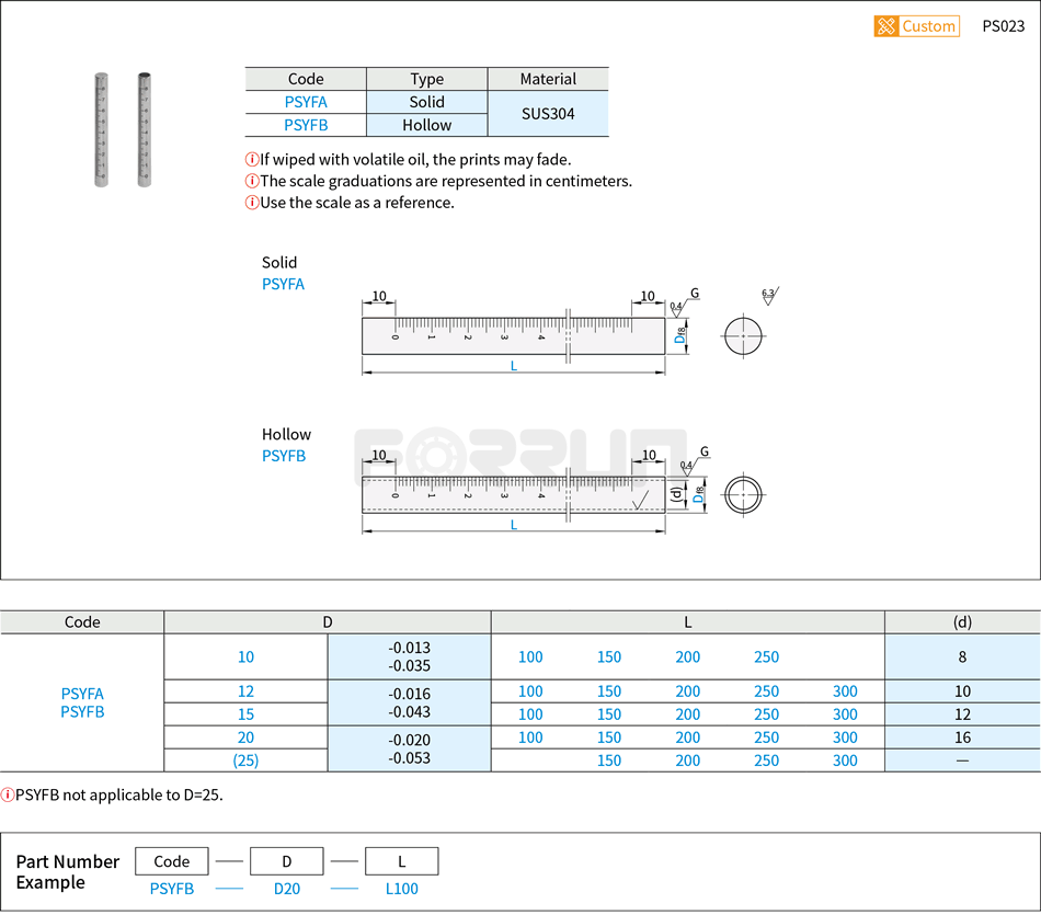 Circular Standoffs for Device Stands - Solid or Hollow, With Scale, Selectable Length Drawing/Specifications