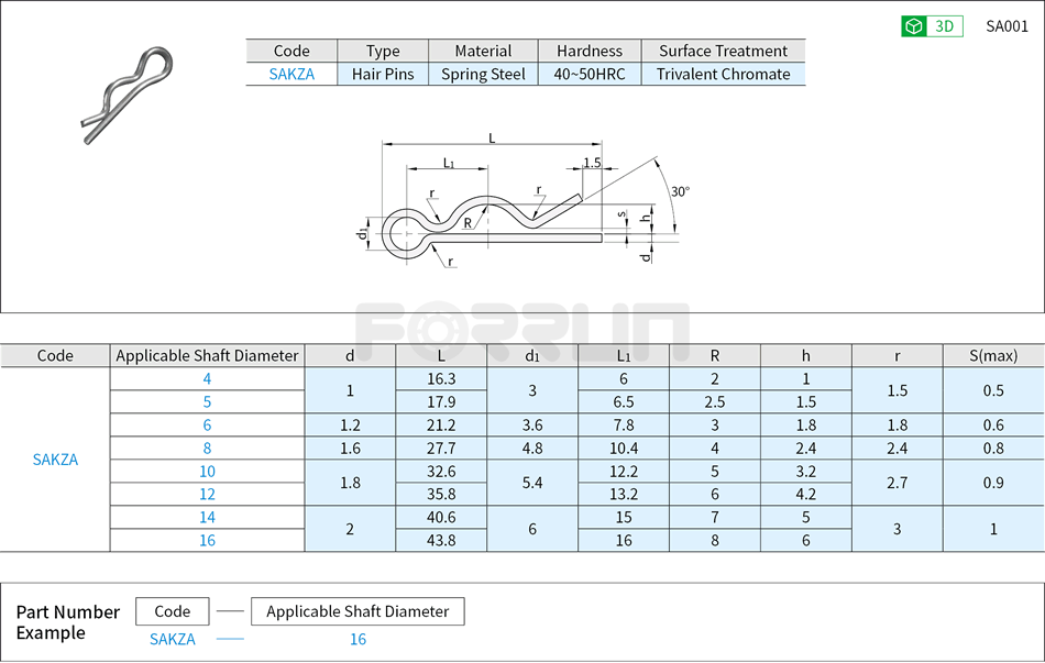 Fastener Pins - Hair Pins Drawing/Specifications