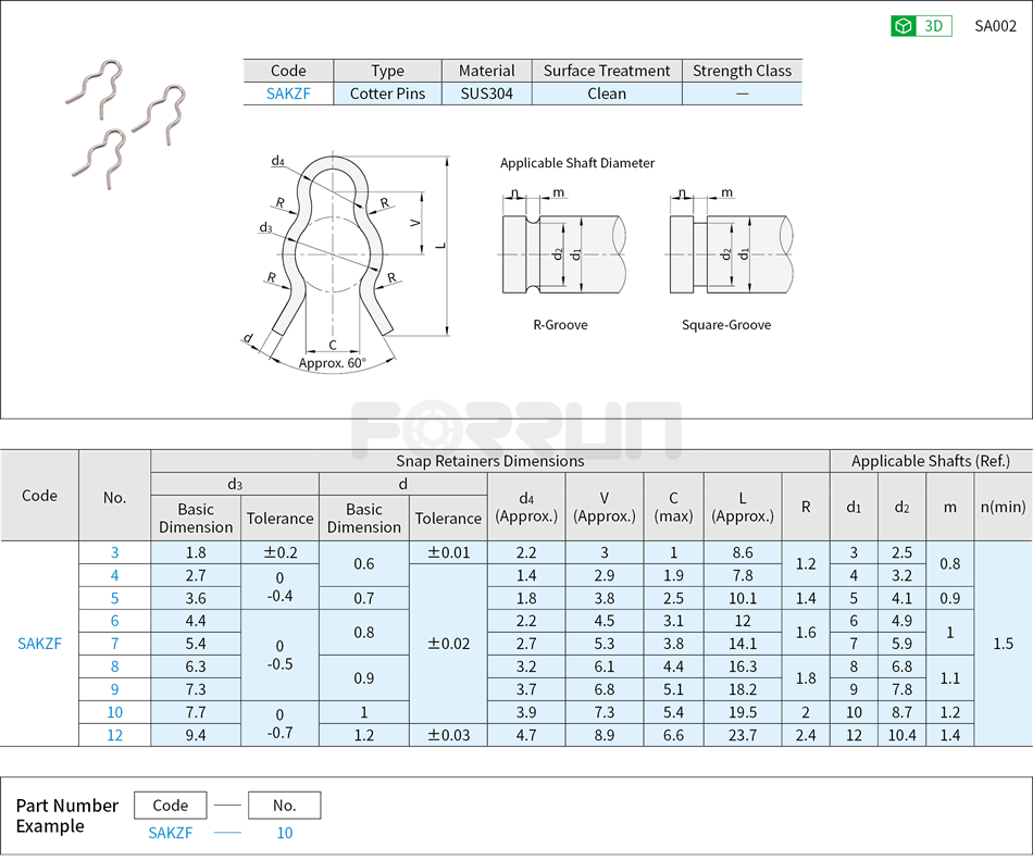 Fastener Pins - Cotter Pins Drawing/Specifications