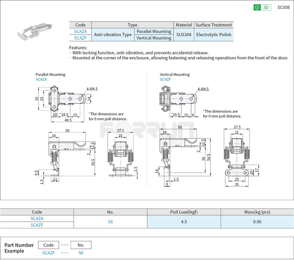 Corner Snap Locks Drawing/Specifications