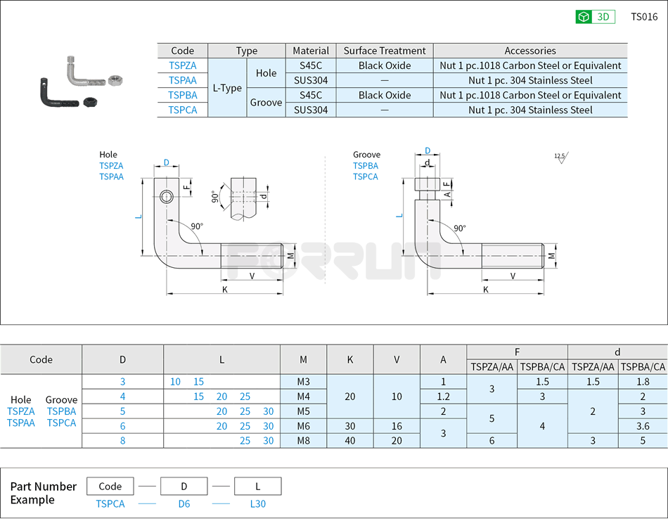 Extension Spring Stud – L-Type Drawing/Specifications