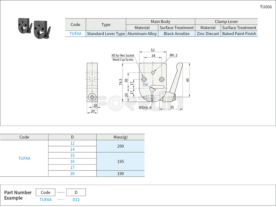 Clamp Plates for Large Digital Position Indicators- Standard Lever Drawing/Specifications