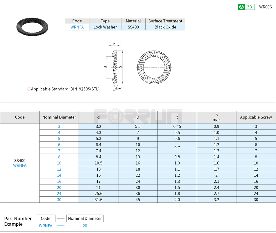 Lock Washer - Carbon Steel Drawing/Specifications