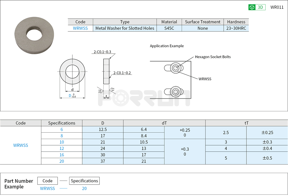 Metal Washer for Slotted Holes Drawing/Specifications