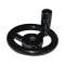Plastic Three-Spoked Handwheels - With Handle, Clamp Mounting